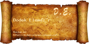 Dodek Elemér névjegykártya